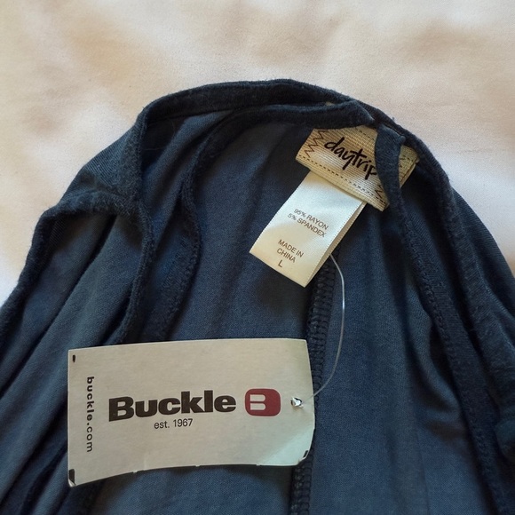 Daytrip for Buckle Strappy Blue Sunwashed Boho Sleeveless Mini Dress Large NWT - Picture 5 of 11